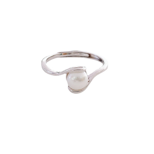 Natural Pearl Embrace Arm Silver Ring for Women