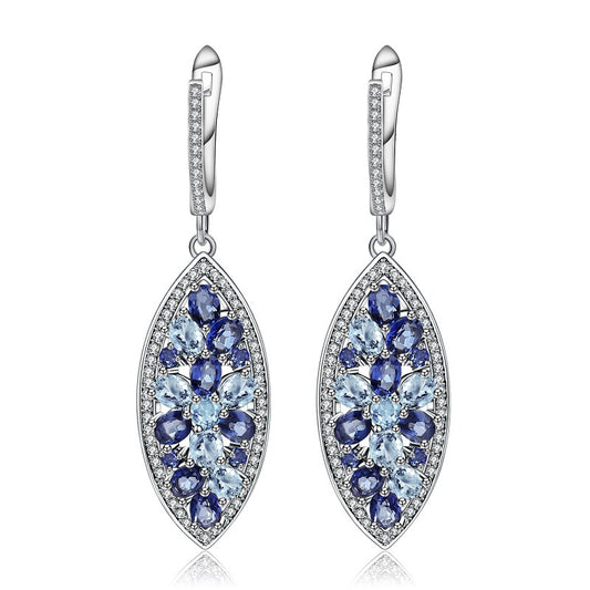 Natural Topaz Marquise Shape Silver Drop Earrings for Women