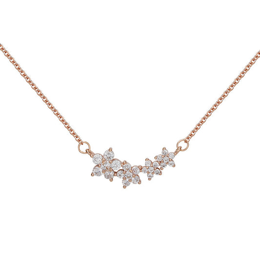 Zircon Small Peach Blossom Pendant Silver Necklace for Women