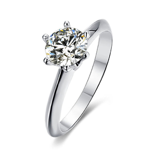 (1.0CT) Moissanite Classical Round Cut Solitaire Silver Ring for Women