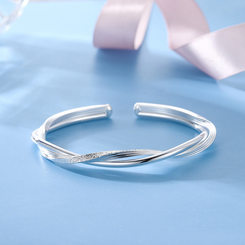 Mobius Series Double Thread Interwoven Silver Bracelet for Women