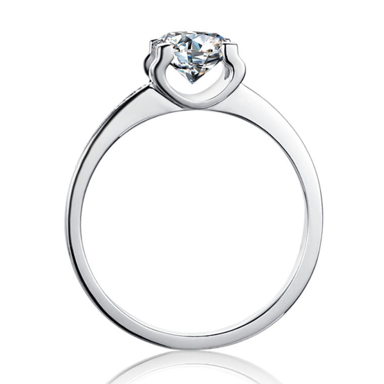 Cathedral Oxhead Prongs 1.0 Carat Moissanite Engagement Ring