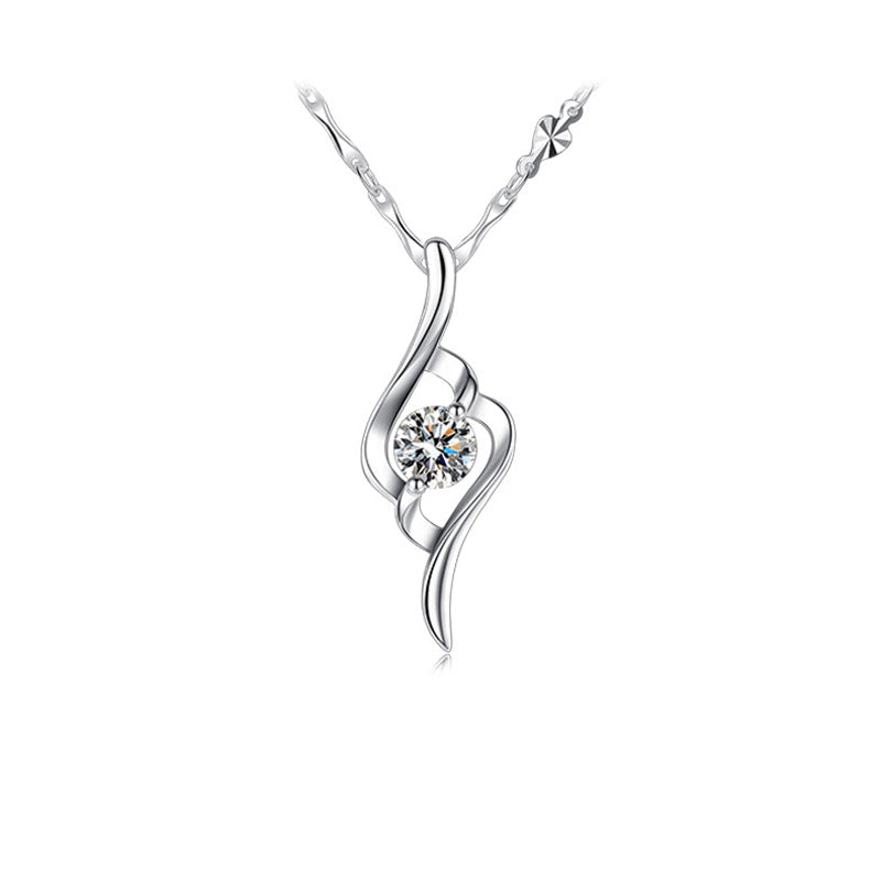 (Pendant Only) Spiral with Round Zircon Silver Pendant for Women