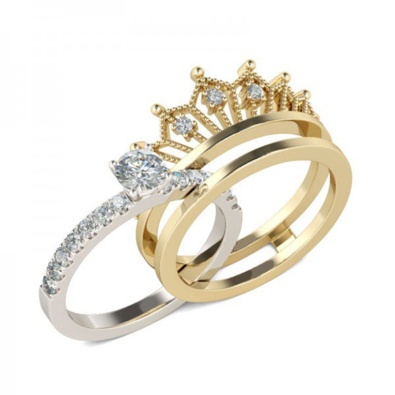 Luxury Crown Design Princess Style S925 Sterling Silver Zircon Ring for Women