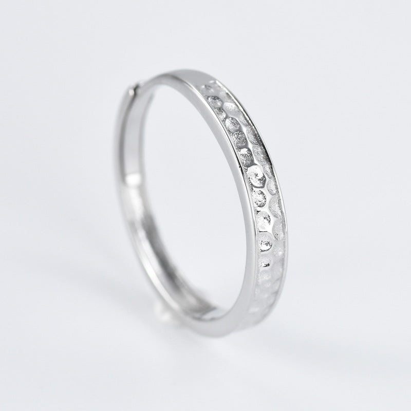 Concave-convex Texture Silver Couple Ring for Women