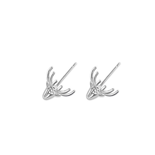 Elk Antler Silver Studs Earrings for Women