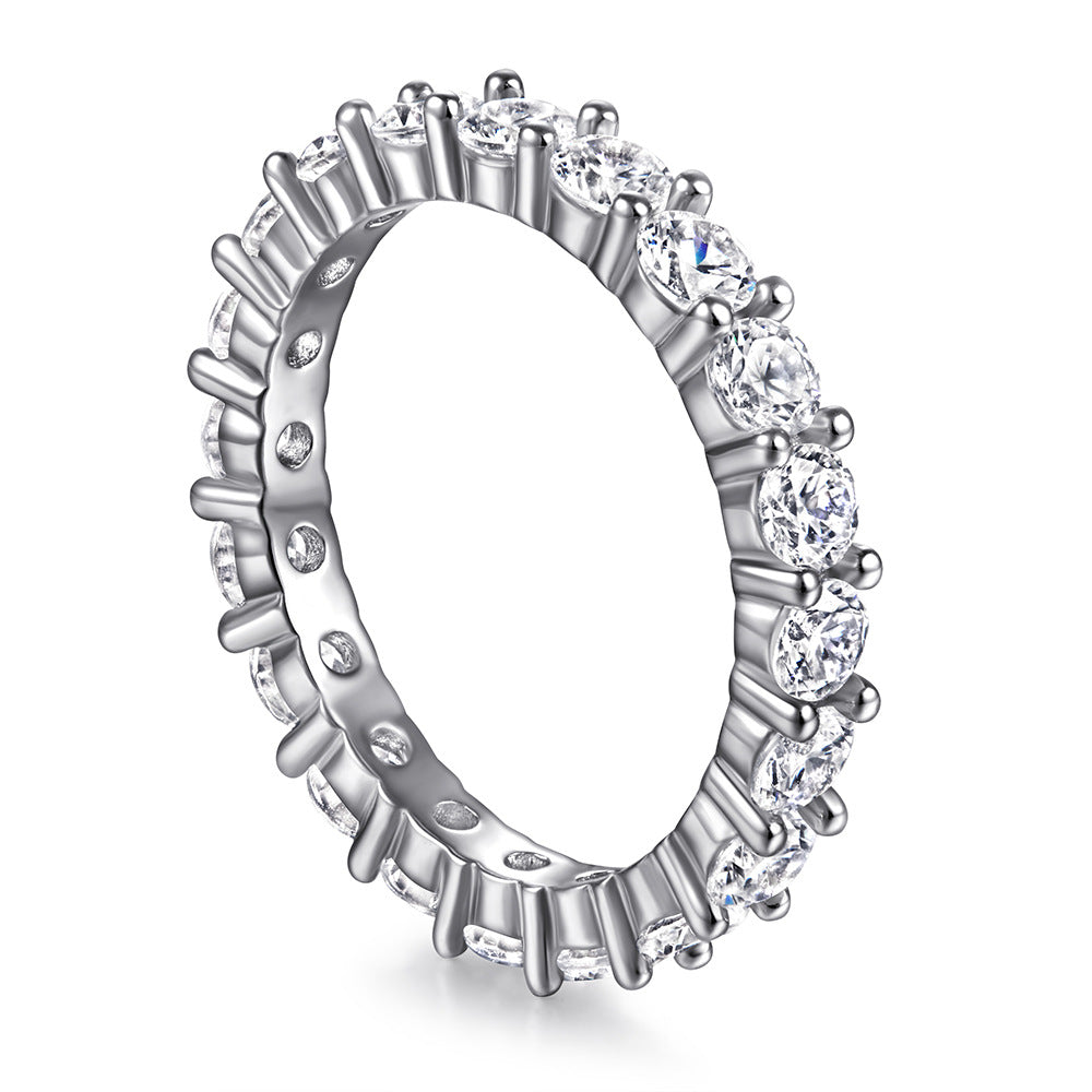Full Circle Round Zircon Silver Ring for Women