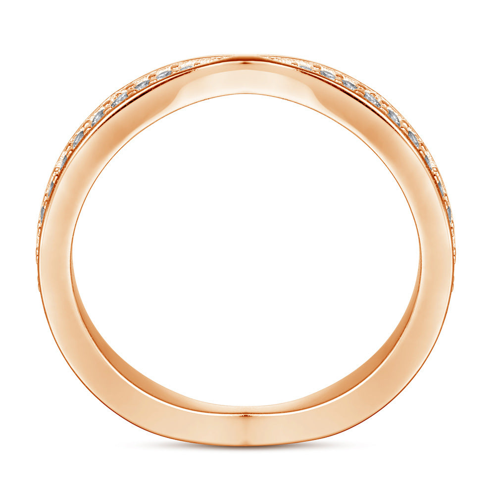 Round Zircon Cross Design Eternity Silver Ring