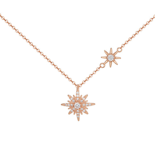 Zircon Sun Silver Necklace for Women
