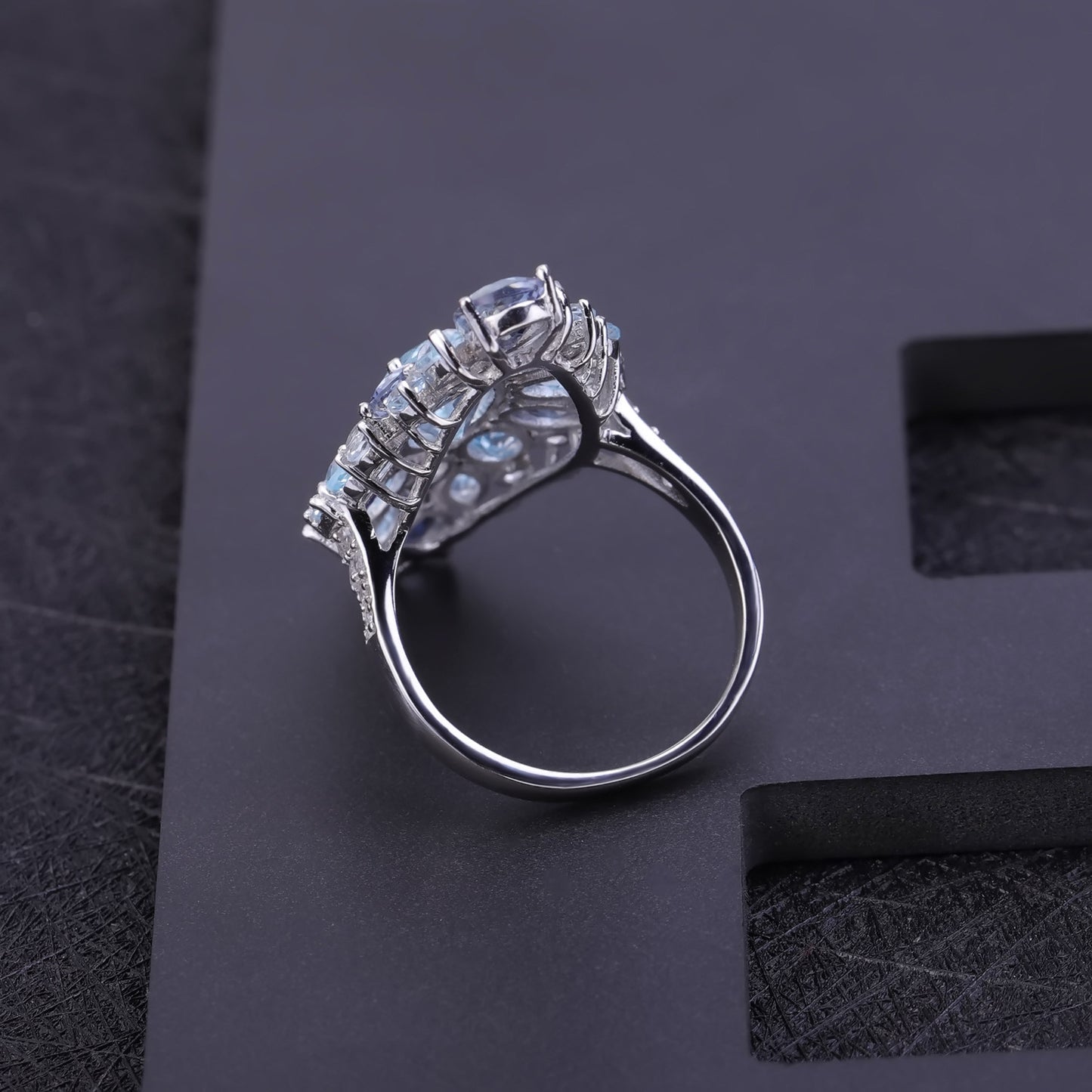 Luxury Atmosphere S925 Silver Natural Topaz Ring For Women