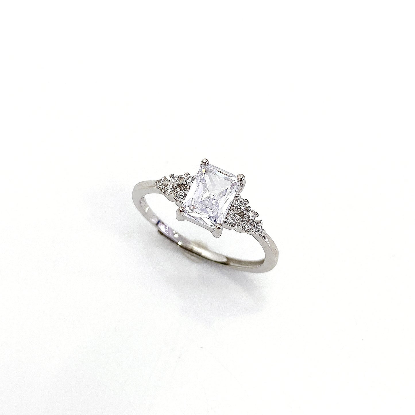 Cathedral Radiant Cut Zircon Silver Ring
