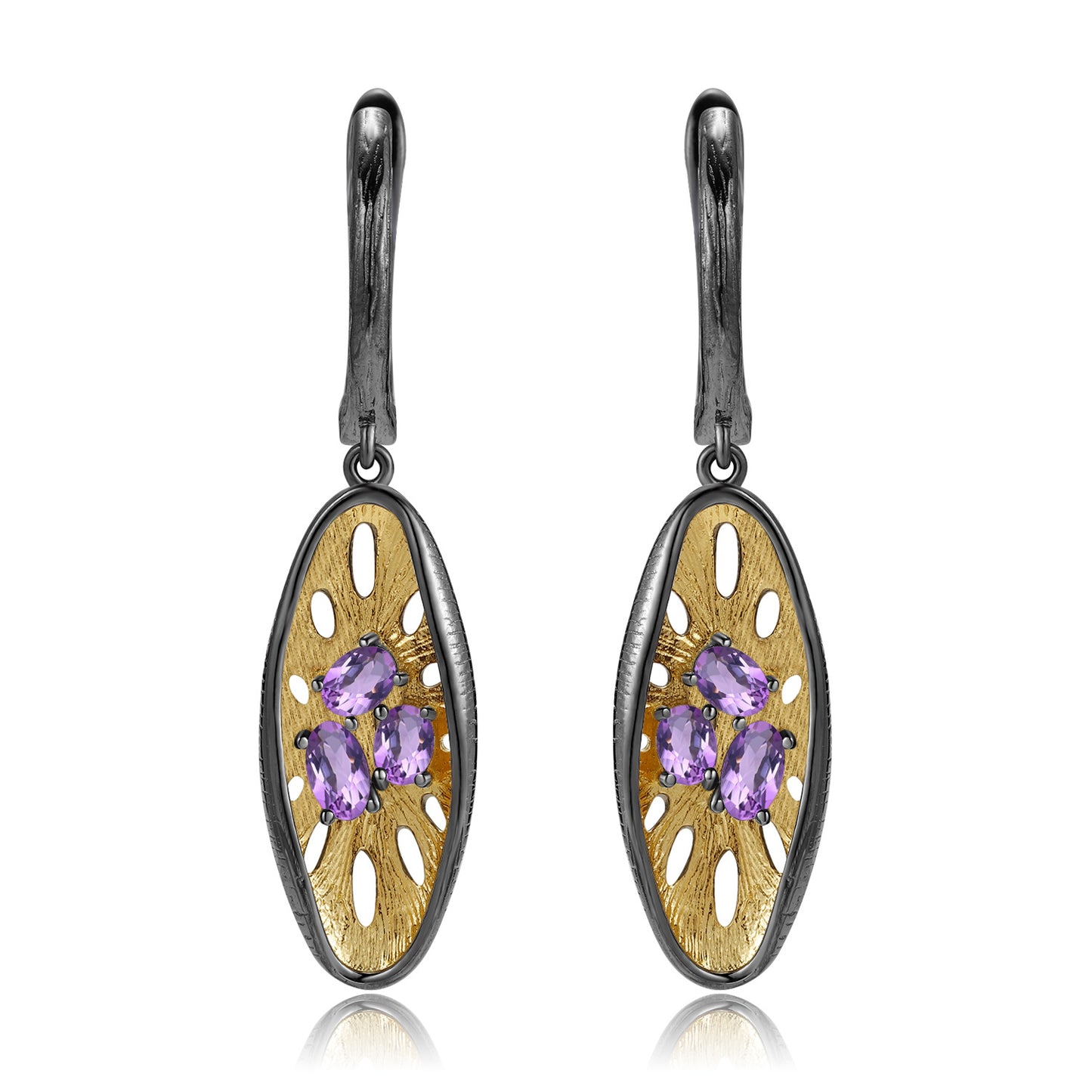 Italian Design Inlaid Colourful Gemstones Creative Lotus Root Shape Silver Drop Earrings for Women