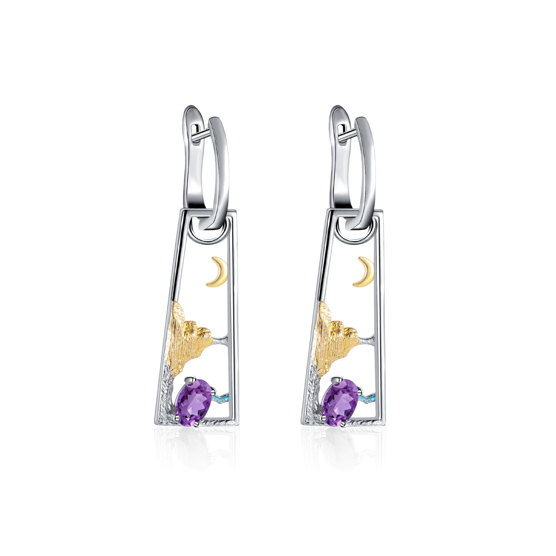 Colourful Gemstone Sterling Silver Drop Earrings for Women