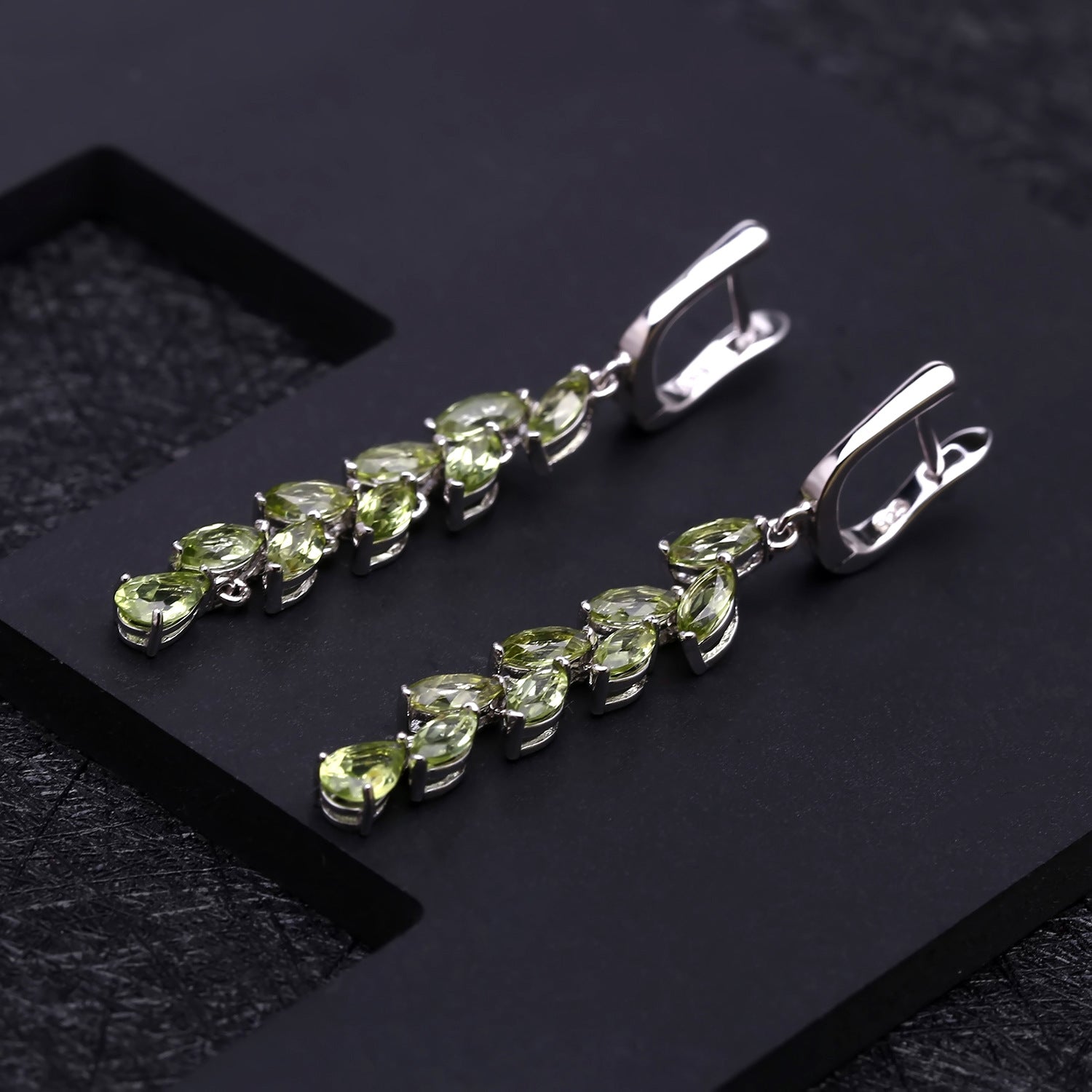 Natural Colourful Gemstones String Silver Drop Earrings for Women