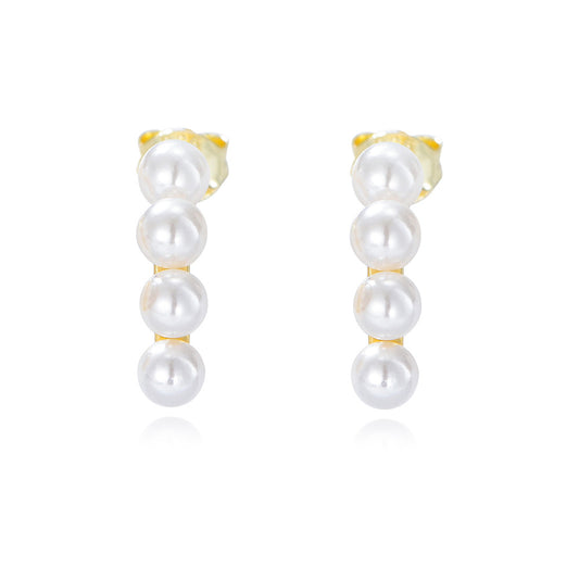 Beading Pearl Silver Studs Earrings for Women