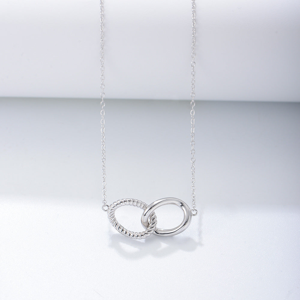 Geometric Twisted  Double Clasp Sterling Silver Necklace for Women