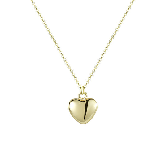 Glossy Heart Pendant Silver Necklace for Women