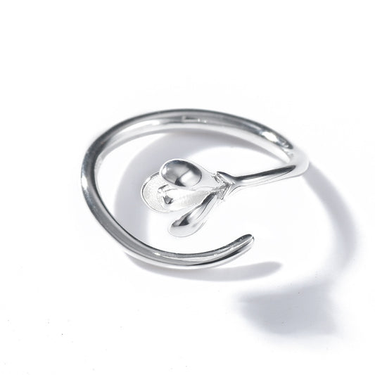Magnolia Flower Silver Ring for Women