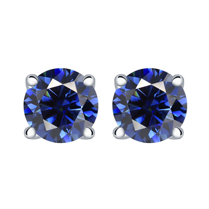 Colourful Round Zircon Silver Studs Earrings for Women