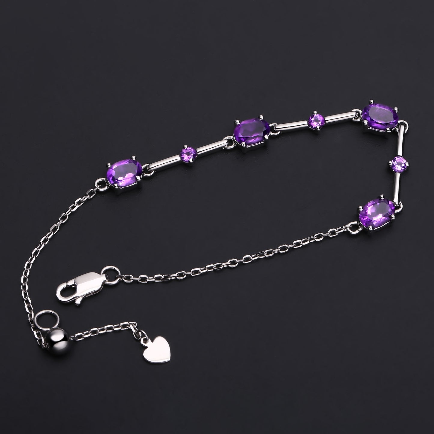 European Purple Color Crystal S925 Silver Bracelet for Women