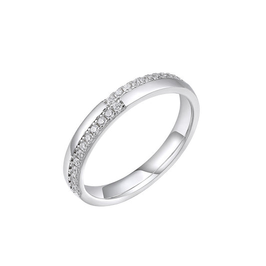 Half Circle Zircon Silver Ring for Women