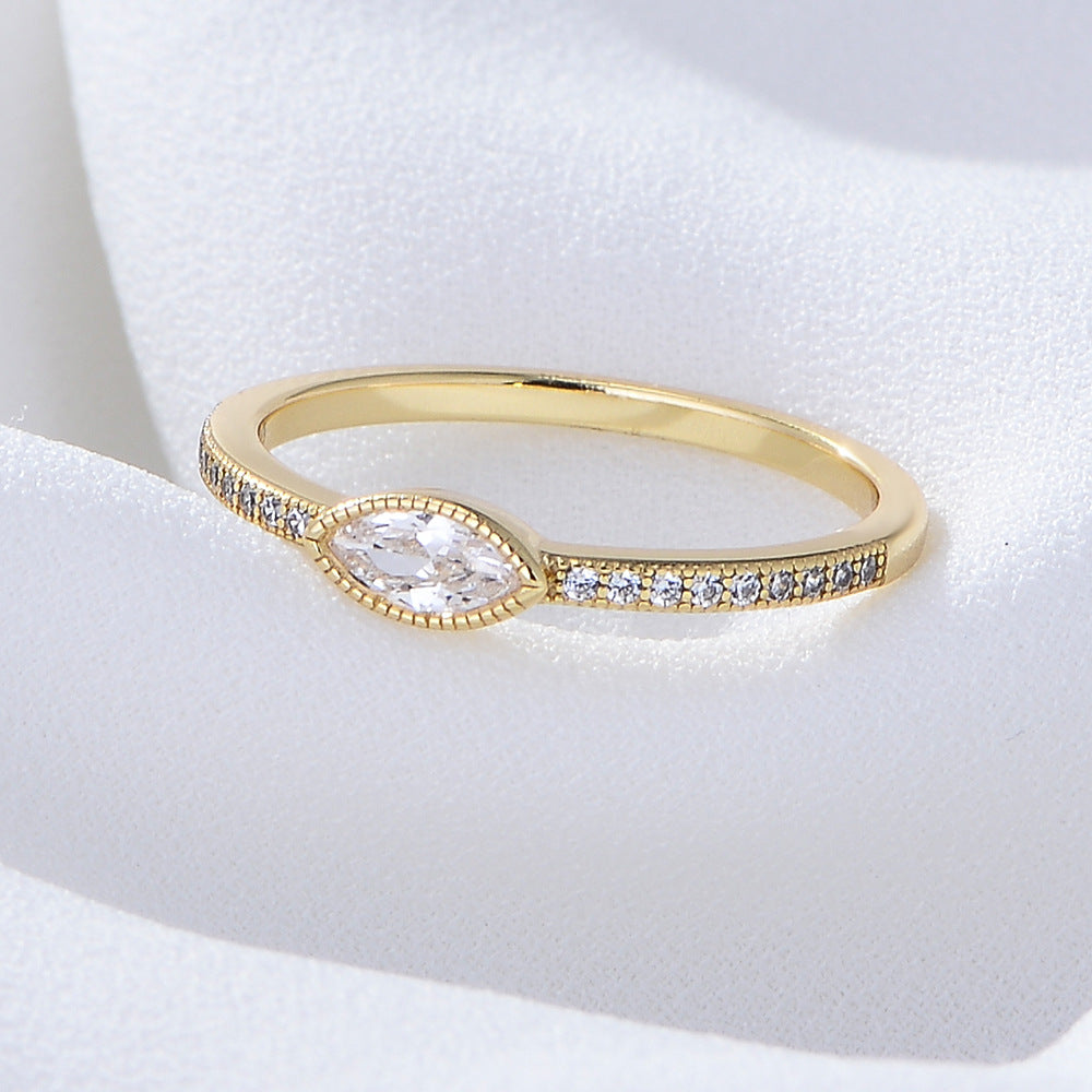 Marquise White Zircon Cathedral Sterling Silver Ring for Women