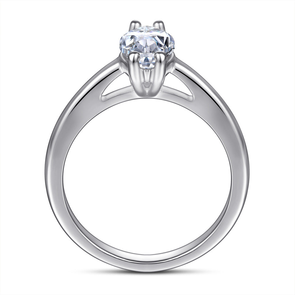 Marquise Zircon Solitaire Silver Ring for Women