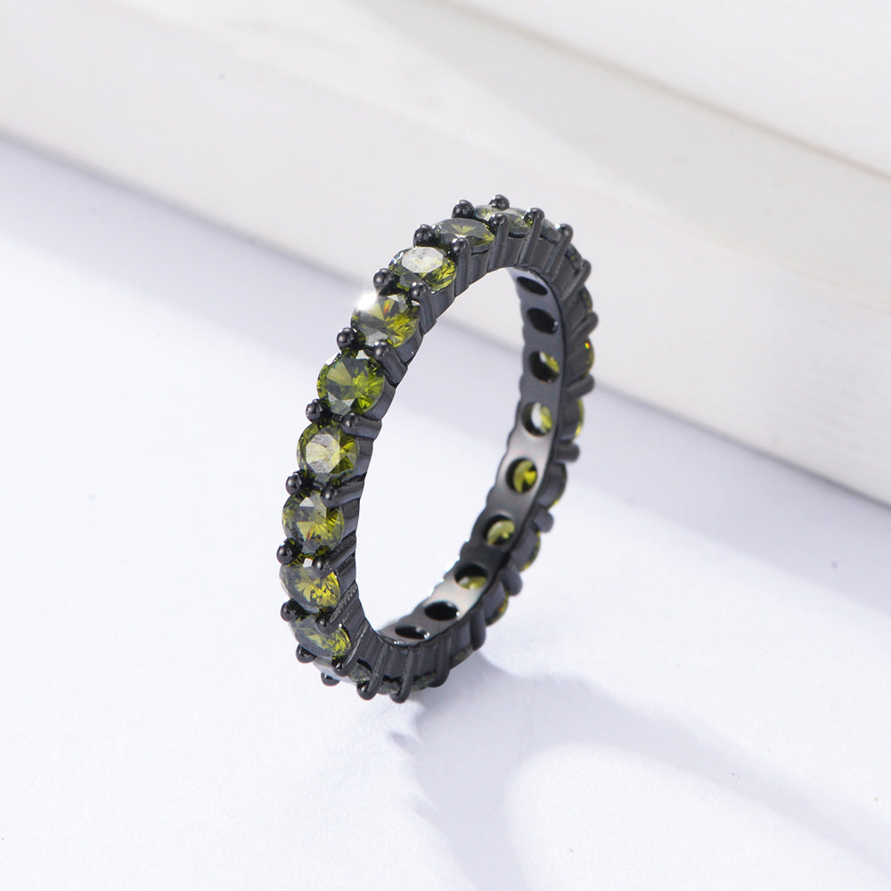 Colurful Zircon Sterling Silver Eternity Ring for Women