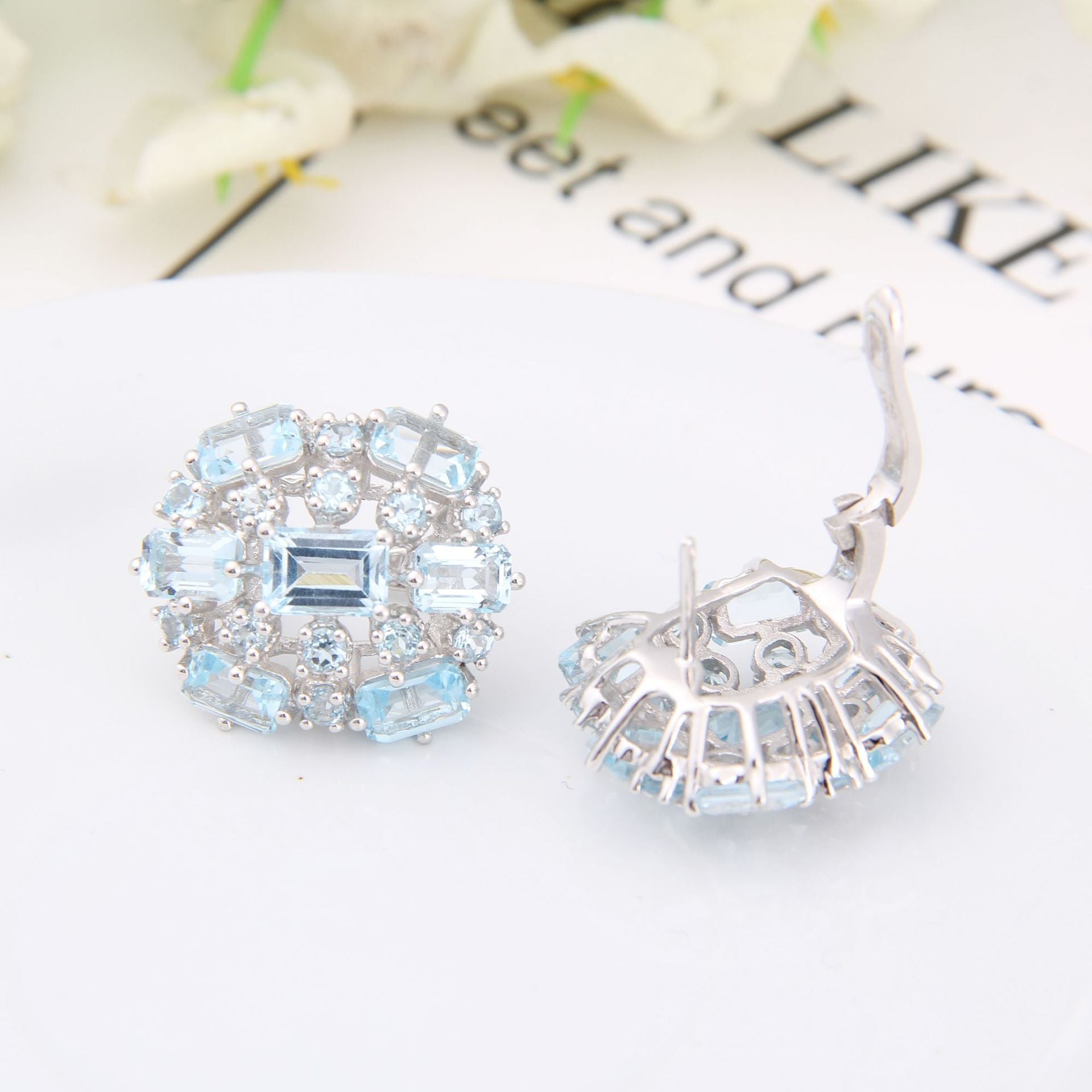 Natural Topaz Silver Studs for Women