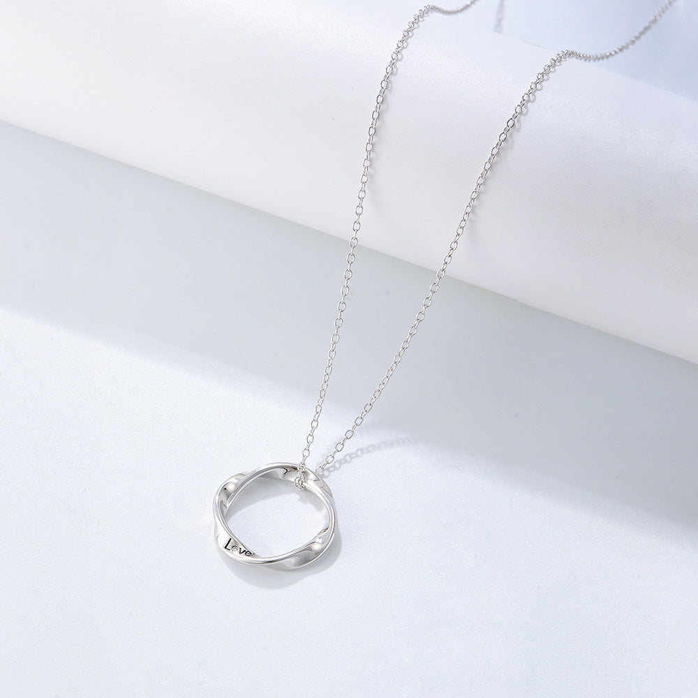 Mobius Circle Pendant Sterling Silver Necklace for Women