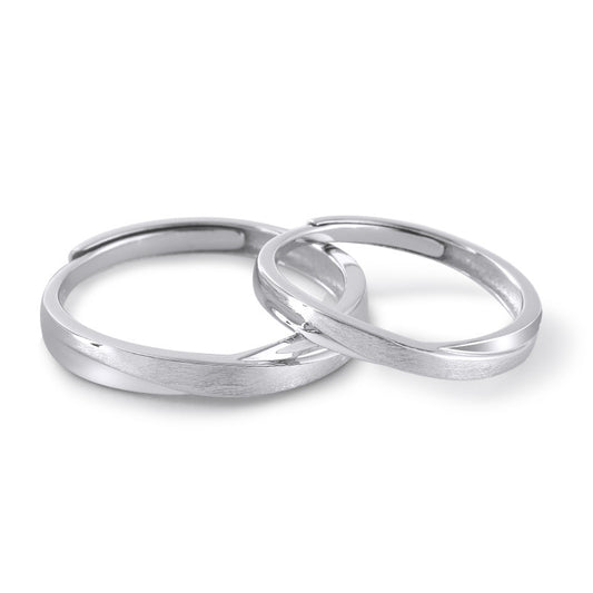 X Cross Stripe Brushed Silver Couple Ring for Women
