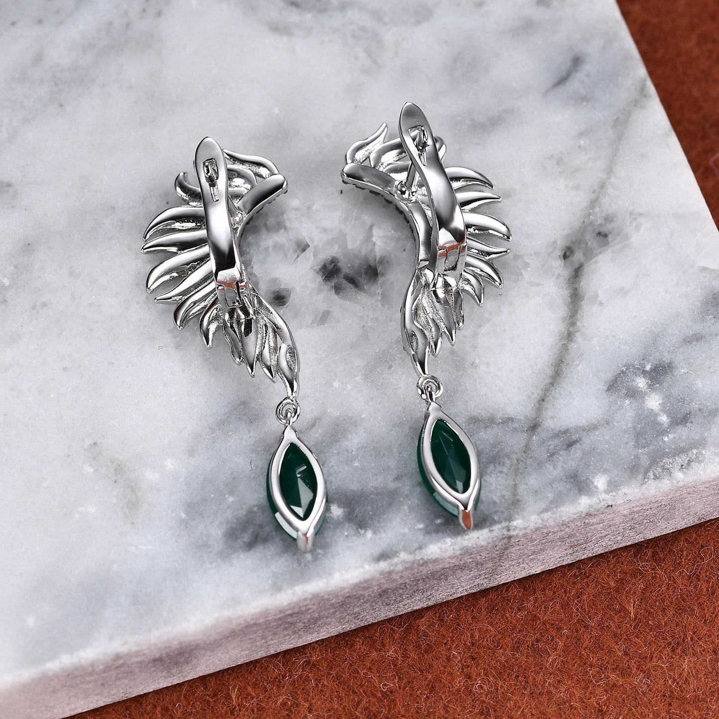 Italian 925 Silver Inlaid Natural Color Treasure Amethyst Drop Earrings for Women