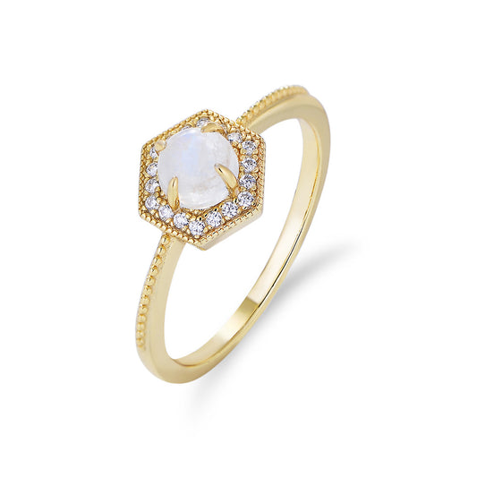 Multi-layered Design with White Zircon Sterling Silver Ring for Women