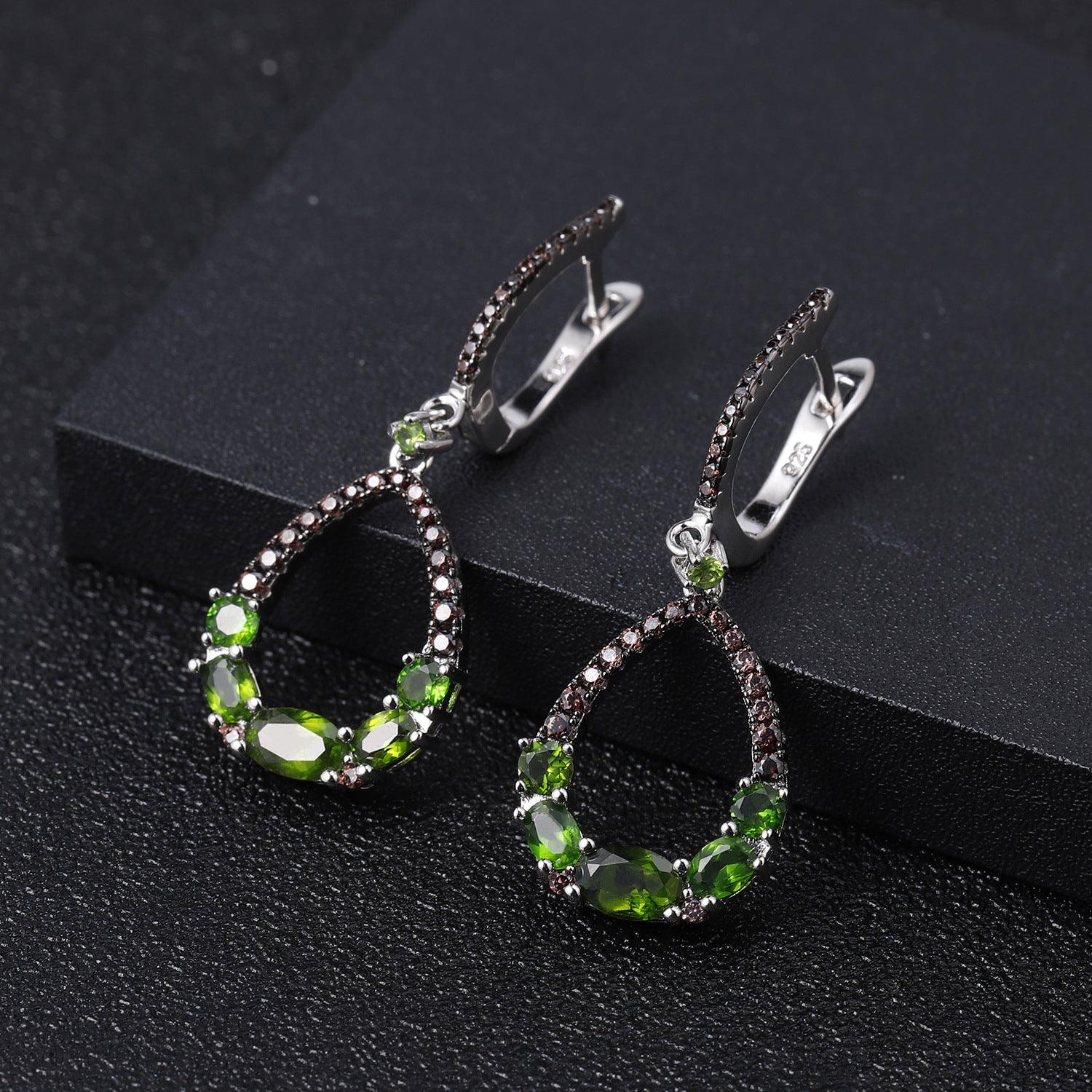 Natural Colourful Gemstones Silver Drop Earrings for Women