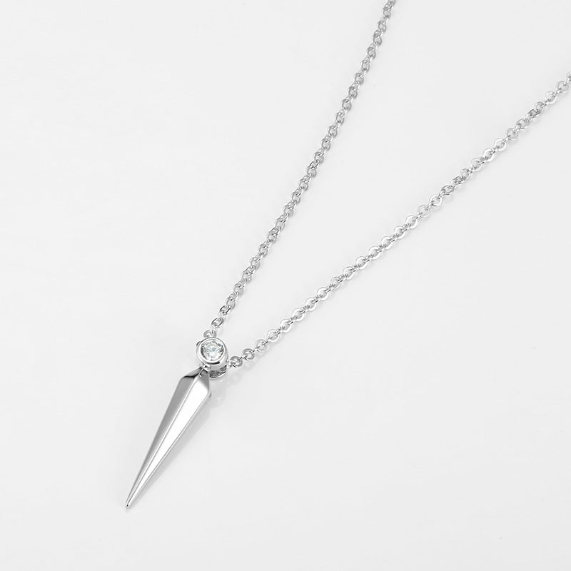 Circular Cone with Zircon Silver Necklace for Women