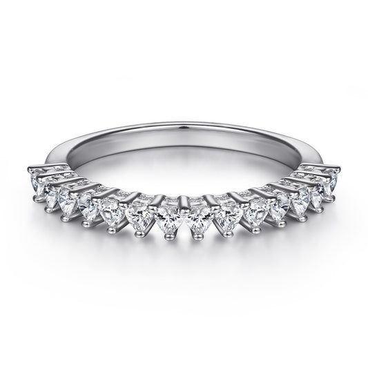 Half Row Heart-shaped Zircon Silver Ring for Women