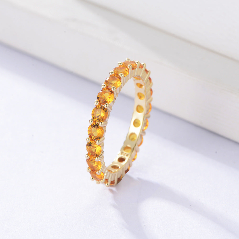 Colurful Zircon Sterling Silver Eternity Ring for Women
