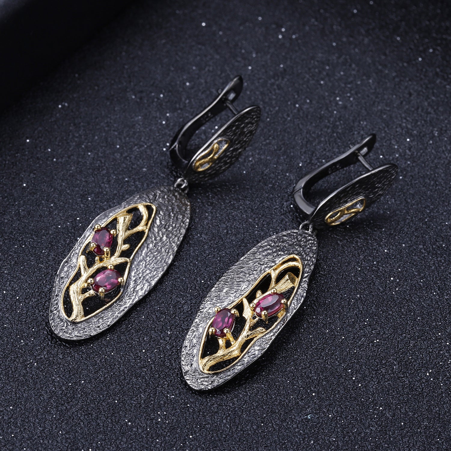 Premium Colourful Gemstones Branches Silver Drop Earrings for Women