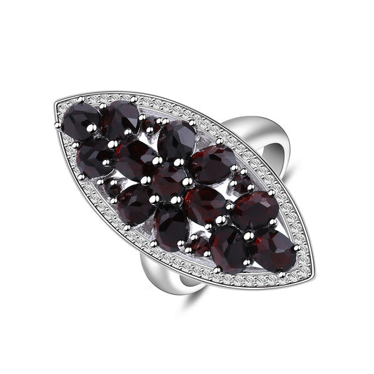 European Luxury Design Group Natural Garnet Marquise Silver Ring for Women