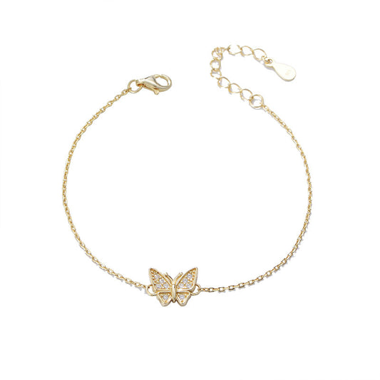 Zircon Butterfly Silver Bracelet for Women