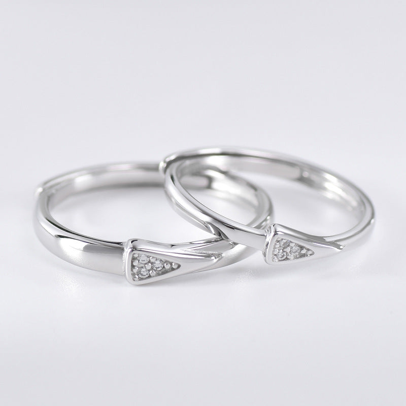 Triangle with Zircon Silver Couple Ring