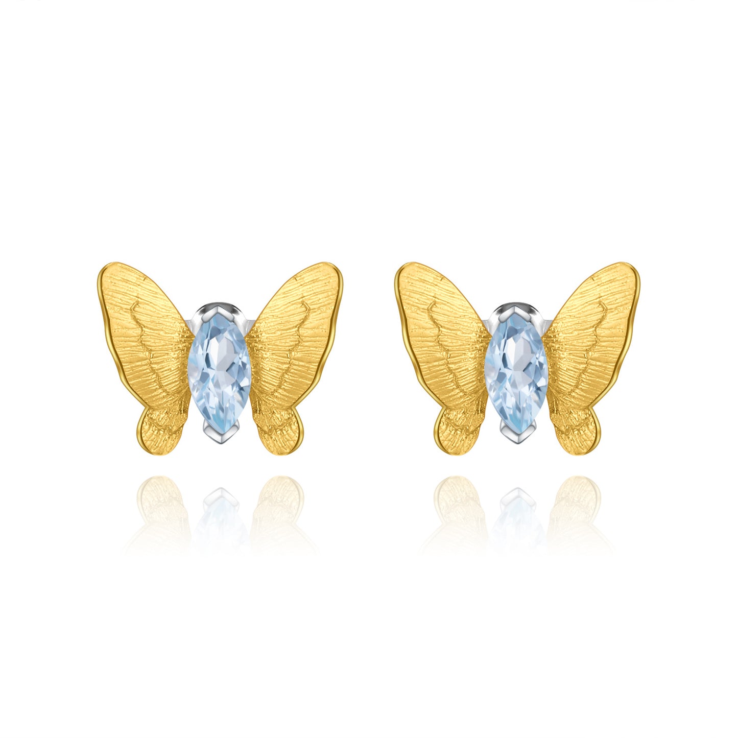 Butterfly Gold Plated Silver Studs Earrings for Women