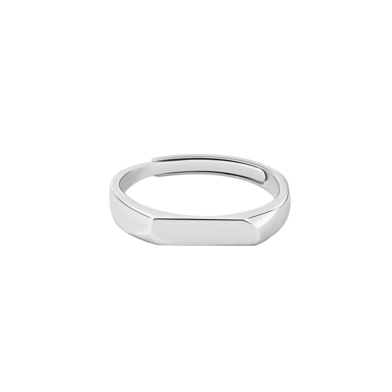 Plane Rectangle Silver Couple Ring