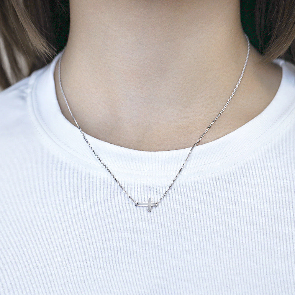 Cross Pendant Silver Necklace for Women