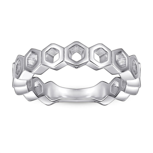 Hollow Honeycomb Silver Ring for Women