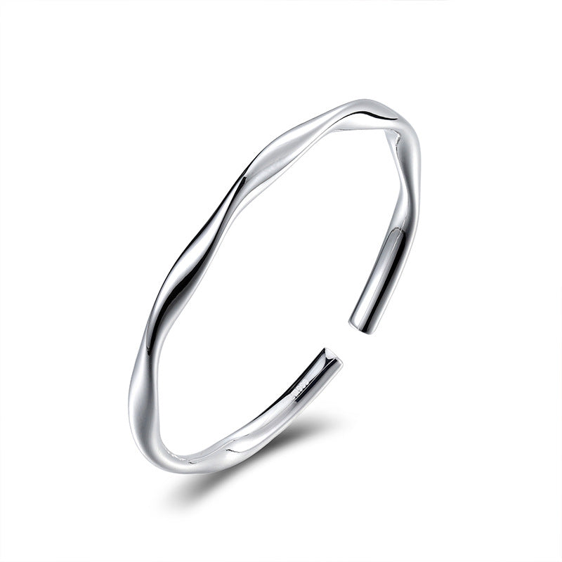 Mobius Series Smooth Solid Silver Bracelet for Women