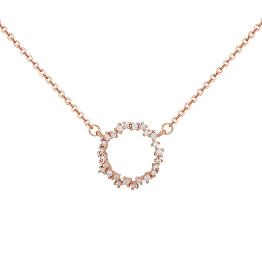 Circle Zircon Garland Pendant Silver Necklace for Women