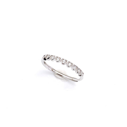 Beading Heart-shape Zircon Silver Ring for Women