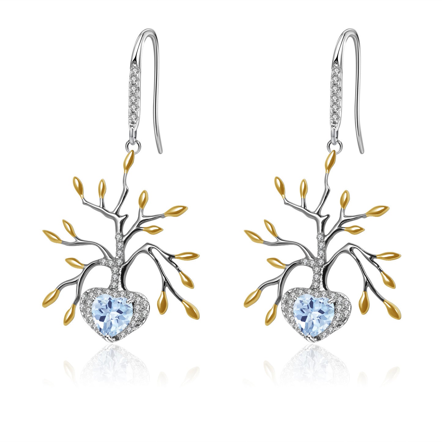 Tree of Life Silver Drop Earrings for Women