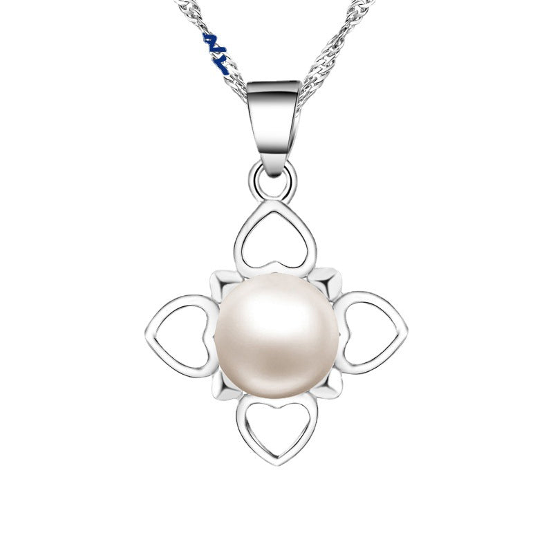 (Pendant Only) Valentine's Day Gift Freshwater Peal with Love Silver Pendant for Women